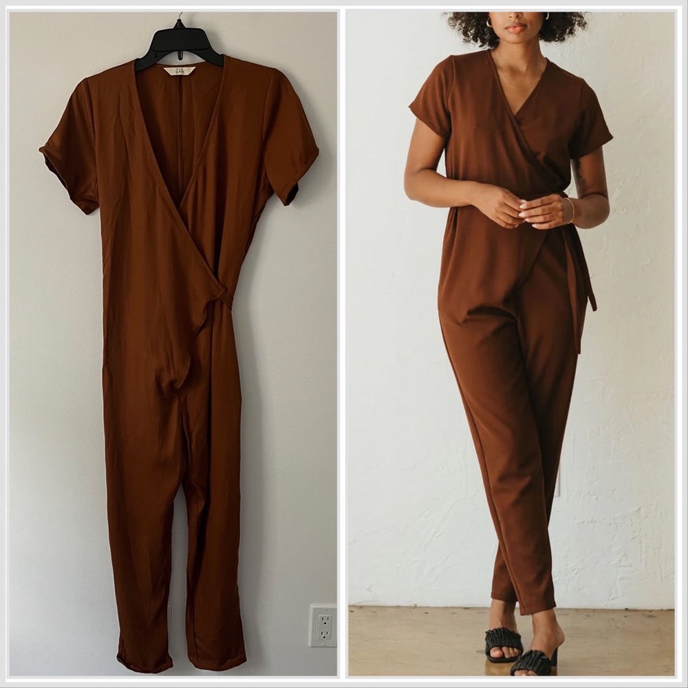 Sotela Brown Wrap Jumpsuit